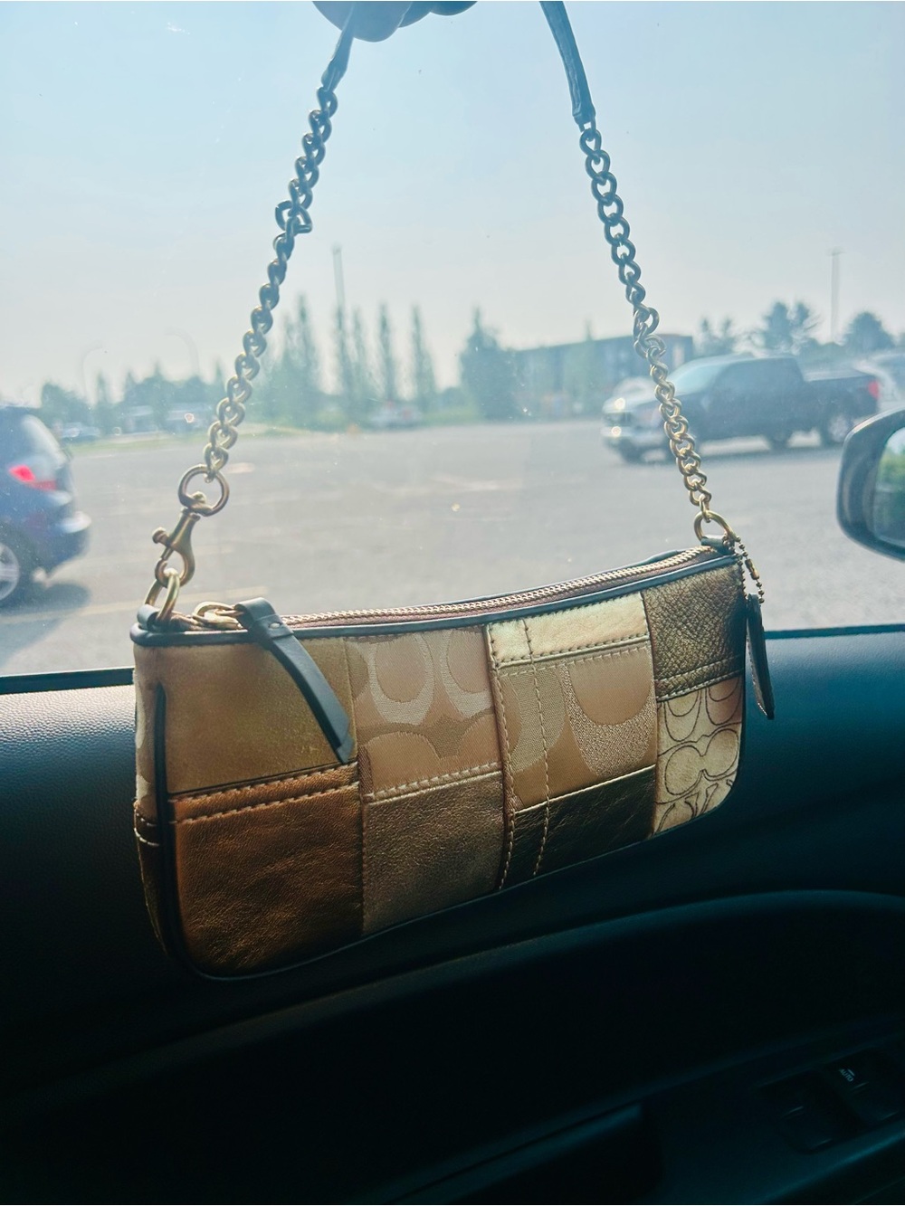 2009 Coach Metallic Patchwork Mini Shoulder Bag in Tan and Gold